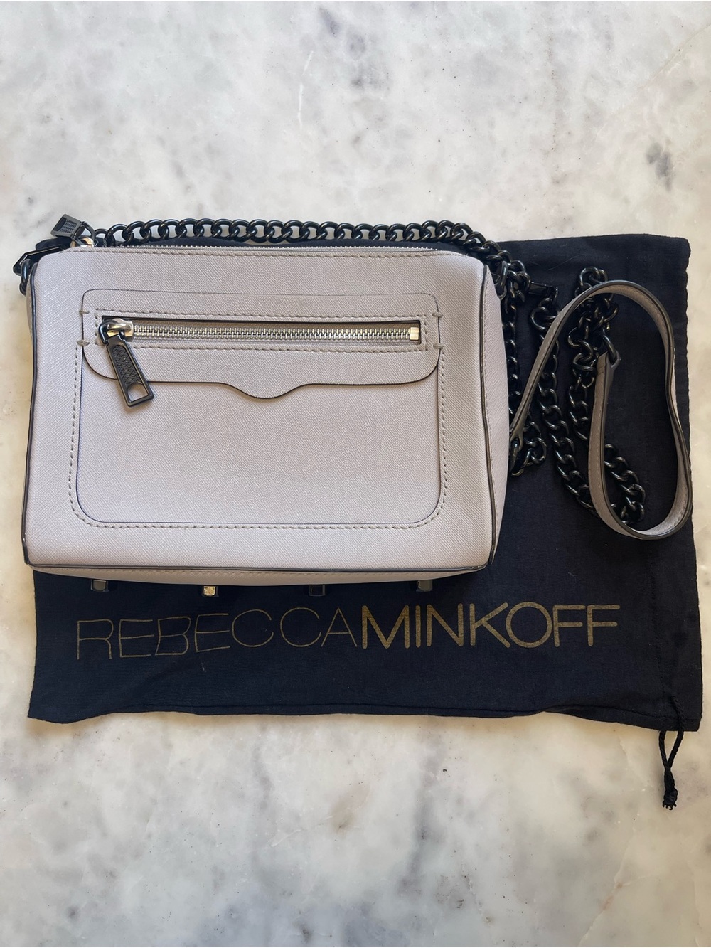 Rebecca Minkoff Light Gray Crossbody with Chain Strap